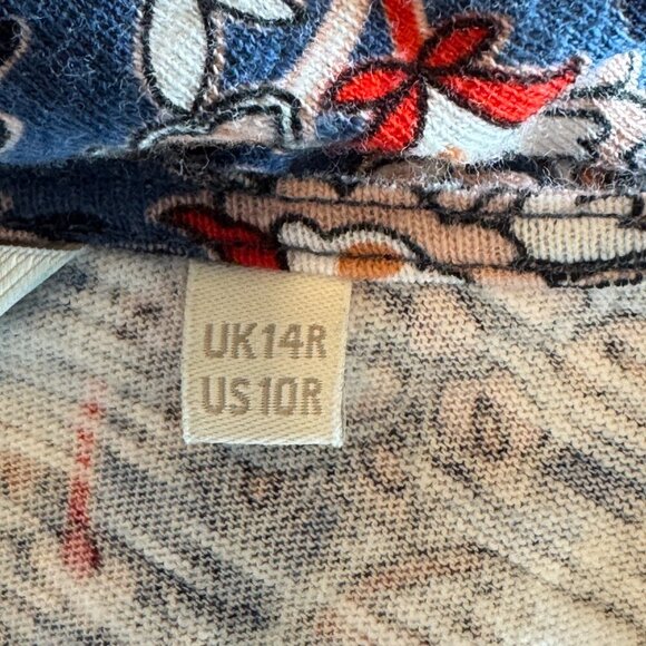 Boden Blue Paisley 100% cotton V neck short shift dress sz 14R - Picture 8 of 12